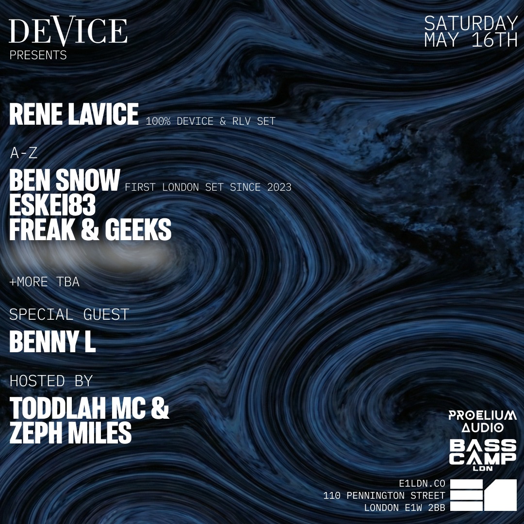Official cover of the event DeVice presents Benny L, Rene LaVice, Ben Snow, ESKEI83 & Freak & Geeks