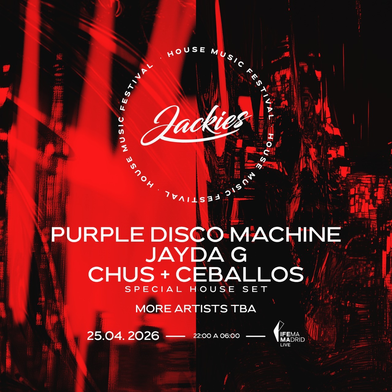 Official cover of the event Jackies Madrid Festival House Music 2026 w/ Purple Disco Machine