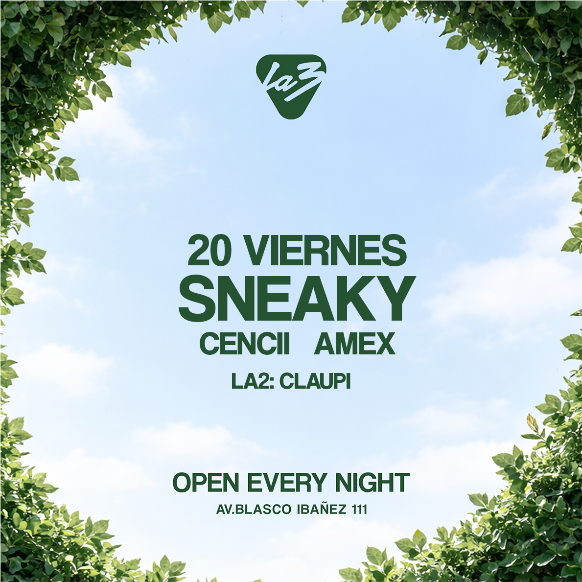 Official cover of the event VIERNES 20 | ARDE: SNEAKY WH + Cencii + Amex | La2: Claupi